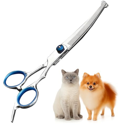 keyxer Tijeras de aseo para perros profesionales de acero inoxidable, tijeras para perros, aseo con puntas redondas seguras, mango curvado ergonómico ideal para aseo de la cara, cuerpo
