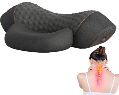 Jukeoiu Oreiller Massant pour le Cou avec Chauffage | Oreiller Électrique pour le Dos,Appareil de Massage Cervical Électrique Mousse Mémoire Ergonomique pour Nuque Épaules Dos Tête | Adulte Femme