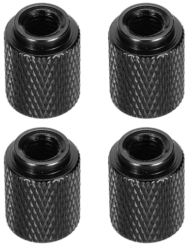 QUARKZMAN 4 Piezas De Tuerca Moleteada Tuerca De Mano Negro Brillante | M6 12 mm De 16 mm Altura, Tornillo De Chasis Metálico, Aleación De Aluminio 6061 Anodizado, Para Tornillo