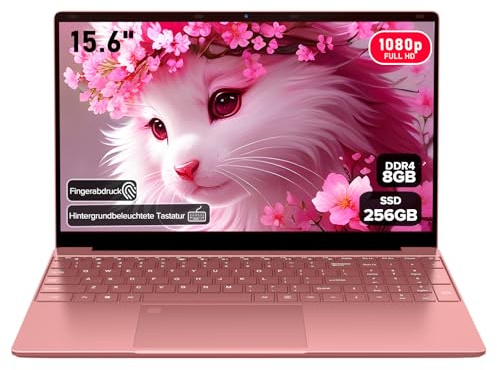 Ordenador portátil Molegar QWERTY de 15,6, pantalla IPS FHD, 8 GB de RAM, 256 GB SSD, procesador Celeron N5100, WiFi 5, BT 5.0, USB 3.0, teclado retroiluminado, lector de huellas para oficina en casa