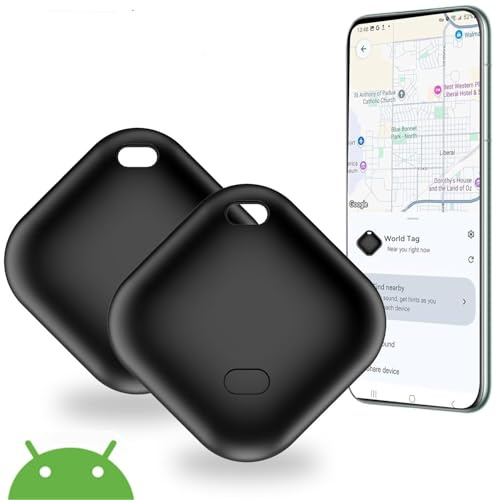 Smart Traceur Tag Android, Localisateur d'objets Bluetooth Smarttag Compatible pour Fonctionne avec l’app Find Hub (Android Only) IP66 Imperméable pour Schlüssel, Rucksack (Noir)