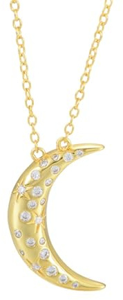 RDSGYZ Anhänger Kette Gold 750 Damen, Halskette mit Anhänger Mond mit Diamant Gold Kette Frauen 45CM für Hochzeit