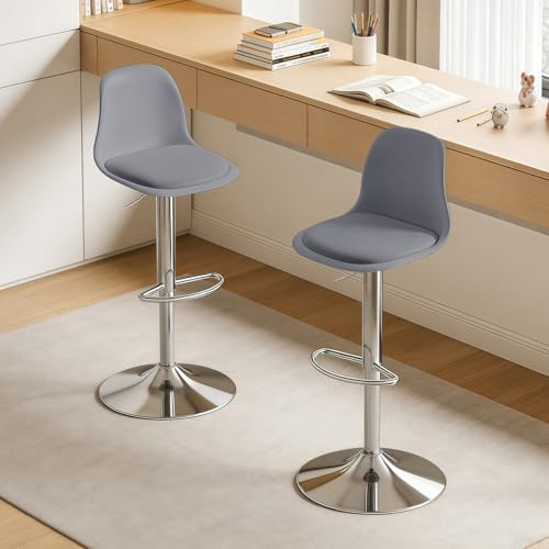 HDHNBA Set di 2 sgabelli da bar, sgabelli girevoli regolabili con schienale e poggiapiedi, sgabelli moderni per isola cucina