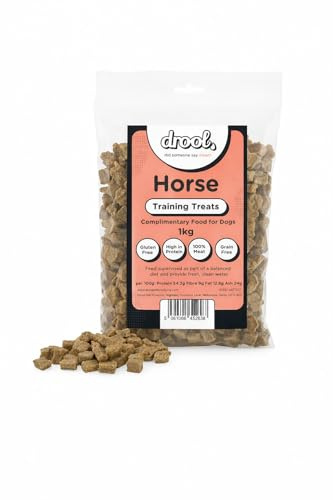 Drool Pet Products 100% Pure Dried Fresh Meat Horse | Single Pack Training Treats for Dogs | 1 x 1kg Pack Air-Dried Nibbles Dog Chews for Dogs & Puppies 1kg Horse
