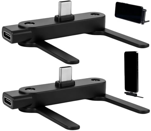 2 Pezzi Supporto Telefono 360° per Cavo USB C, Adattatore Pieghevole Rimovibile con Rotazione 360°, Supporto Smartphone per Gaming, Video, Ufficio e Viaggio, Compatibile con Ricarica Rapida 240W