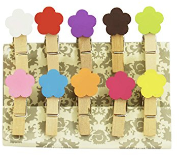 Oblique Unique Kleine Mini Holz Wäscheklammern Holzklammern Deko Klammern mit Motiv (Bunte Blumen)