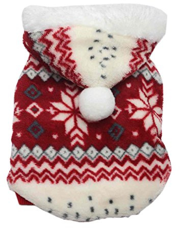 SAMGU Cappotto con Cappuccio per Cani Natale Caldo Maglione Invernale Rosso XS