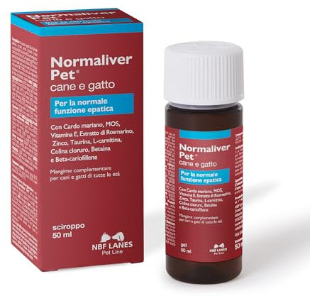 NBF LANES | Normaliver Cane e Gatto, 50 ml Sciroppo in Gel Appetibile, per la Normale Funzione Epatica