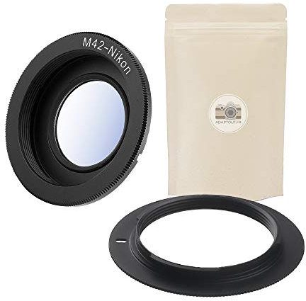 2x M42 AI : 1 classico e 1 con lente - Anello adattatore per obiettivo M42 verso corpo macchina Nikon AI-F AI F - 100% in metallo - Adaptout marca francese