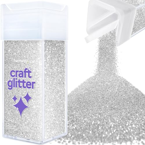 Hemway Craft Glitter Shaker Silver 130g Microfine | for Resin & Epoxy Crafts, Christmas Art Supplies, Nail, Body, Face, Eye, Festival, Crafting, Slime, Sparkle