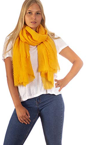 DOLCE ABBRACCIO by RiemTEX Damen Schal FUNKY STYLE Halstuch Bandana Geschenke für Frauen Stola XXL Tuch Kopftuch Tücher Motorrad Halstuch Multifunktionstuch Pashmina Schal (Rapsgelb)