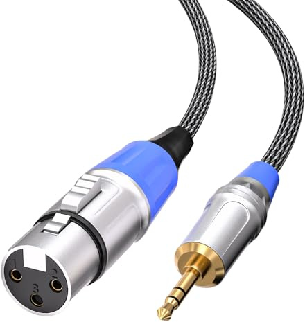 Tisino câble XLR Jack 3.5mm, Câble de microphone XLR Femelle vers 3,5mm mini jack pour caméscopes, appareils photo reflex numériques, appareil d'enregistrement d'ordinateur, etc. - 30CM