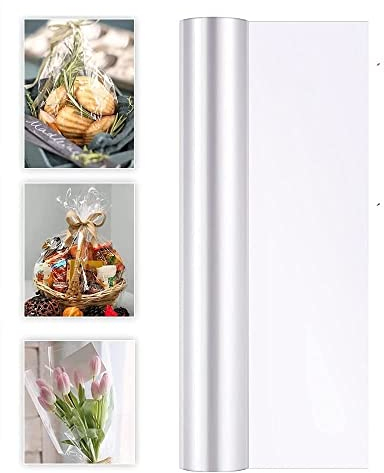 40CM x 30M Klare Transparentpapier - 3 Mil Cellophan Rolle Dicke Zellophan Transparent, Klare Cellophan-Taschen, Klares Verpackungspapier für Blumen Geschenkkörbe Wrap Valentinstag