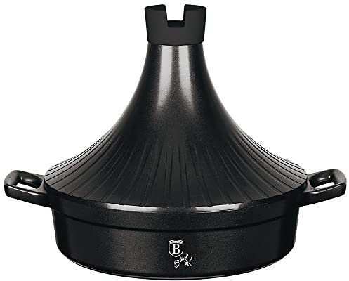 B BERLINGER HAUS BERLINGERHAUS PROFESSIONAL PRECISION Granit Diamond Tajine Marocchino Ghisa 28cm, Induzione, Antiaderente,marmo, Pentola Marocchina, Coperchio Conico,per tutte le Fonti di Calore,Nero
