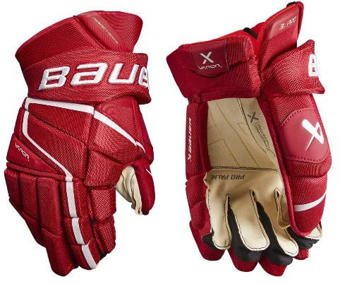 BAUER Vapor 3X Pro Gants intermédiaires Taille 12 Couleur : rouge/blanc