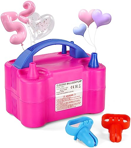 Motorenbau - Pompa elettrica per gonfiare i palloncini con due ugelli e due modalità di funzionamento, 110 V - 600 W, per feste e matrimoni (rosso e rosa)
