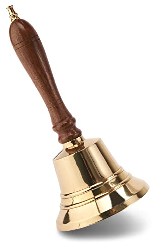 NKlaus Maritim Tischglocke aus Messing mit Holzgriff 22cm hoch Handglocke Tischklingel 11580