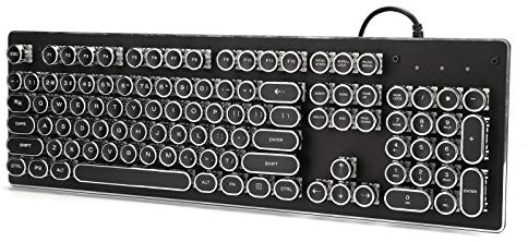 KIMISS Retro Wired Gaming, Tastenklick-Tastatur mit 104 Tasten Etro Wired Gaming Mechanische Tastatur Gemischtes, Leichtes, Ergonomisches DesignSchwarz (Schwarz)