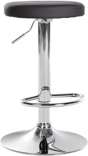 CLP Barhocker Ponte Kunstleder I Höhenverstellbarer Stuhl, Farbe:schwarz, Gestell Farbe:Chrom