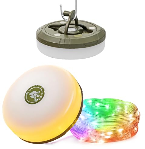 HAMLITE Camping Lichterkette Aufrollbar, 3-in-1 Usb Wasserdichte Tragbare LED Campinglampe 9M, Lichterkette Außenbereich Für Outdoor Camping Hof Dekor Lichterkette,Weihnachtsdeko