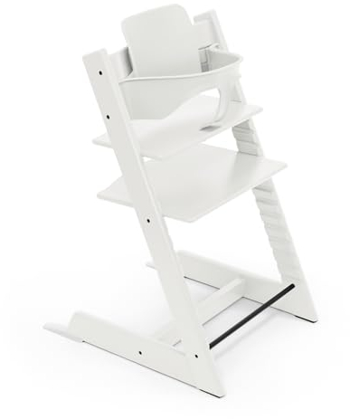 Stokke Tripp Trapp Hochstuhl, White - Inklusive Stuhl + Baby Set2 für Kinder von 6-36 Monaten - Verstellbar, ergonomisch & leicht zu reinigen