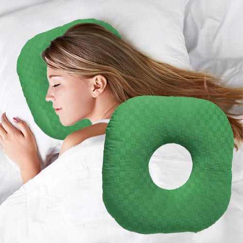 Wuronsa Öronpiercing kudde för de som sover på sidan, kudde med öronhål för CNH och öronsmärta öroninflammation trycksår, O-formad sovkudde i sidan, öronskyddskudde (smaragdgrön)