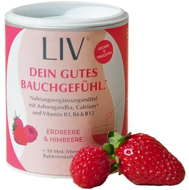 LIV Darmkur - 10 Mrd. darmspezifische Bakterienkulturen/Portion, Akazienfaser, B-Vitamine & Ashwagandha KSM-66® | holistisches Konzept für Darmgesundheit & Innere Ruhe | aus ganzen Früchten