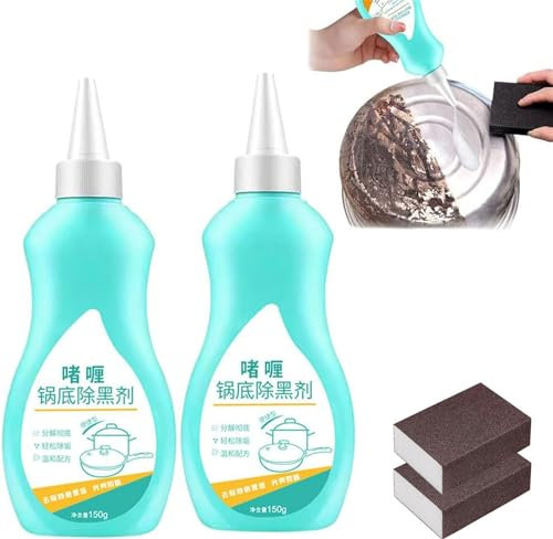 Detergente in gel per pentole e padelle, detergente in gel per fondo di pentole, potente pasta per la pulizia delle pentole in acciaio inossidabile, detergente per la pulizia della cucina in acciaio