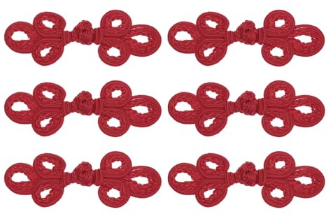 QUARKZMAN 6 Coppie di Nodi Cinesi Bottone Rana Chiusura Rosso Violaceo Pulsanti Cucire Fermagli per Cucire Fai Da Te Cappotti Mantello Maglione Abito Sposa