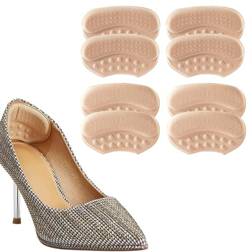 JEYORZY 4 Pairs Coussinets de Talon, Coussinets de Coussin de Talons Auto Adhésif, Soulager Les Douleurs Et Protéger Les Pieds, Convient Pour Chaussure Trop Grande Talons Hauts