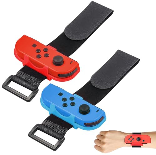LEKEFETO 2 Pack Armbänder für Just Dance Switch Verstellbarer Armbänder für Nintendo Switch/Switch OLED, Armband Wrist Band für Nintendo Switch Zumba Burn It Up, für Erwachsene und Kinder, Blau, Rot