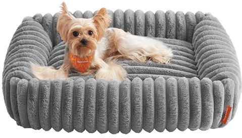 Feandrea Dog Bed, Medium Dog Sofa Bed, Soft Padding, Washable, 71 x 55 x 18 cm, Dove Grey PGW311GD01