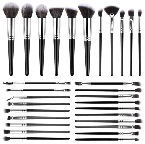 AYSYR Sminkborstarsats Makeup Professionell Multifunktionell – 30 stycken sminkborstar för resor, sminkborstsats med ögonskuggsborste ögonborste Highlights, konturer