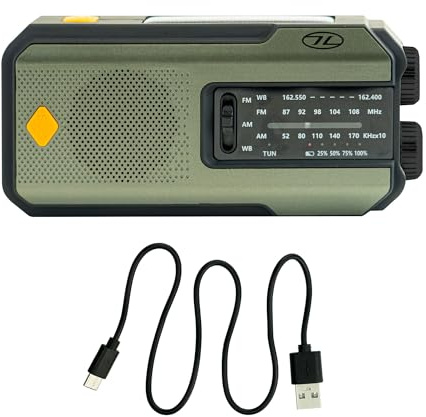 Universal Survival Emergency Hub by Highlander - Powerbank, Torch, Hand Crank & Solar Emergency Radio, USB-C Rechargeable, SOS Alarm for Camping Gear for Outdoors, Hiking & Emergency Preparedness