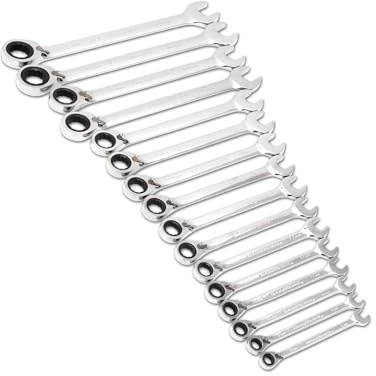 GearWrench 9602N 72 Tooth 12 Pt. Reversible Ratcheting Combination Wrench Set, 16 Pc.