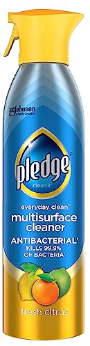 Pledge Antibacterial Multisurface Cleaner Spray, Wood Furniture, Stainless Steel, and Electronics Cleaner, Sanitizes as Cleans, Remove Dust and Messes - Fresh Citrus Scent, 9.7oz