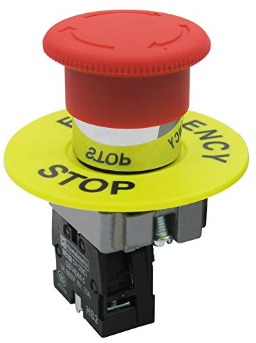 mxuteuk 1NC 22mm Red Mushroom Emergency Stop Push Button Switch AC 660V 10A ，HB2-BS542
