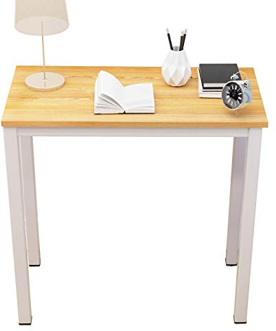 sogesfurniture Scrivania compatta per Computer PC Tavolo da Studio in Acciaio Legno, 80x40cm Ufficio Postazioni di Lavoro Tavolo da Pranzo per casa e Ufficio, Teak&Bianco BHEU-AC3-8040