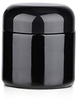 OZCHIN Glasbehälter Luftdichter Deckel Vorratsglas für Küche, UV-Schutzbehälter für Kaffee, Tee, Gewürzbehälter Schraubverschluss Geruchsdicht (Schwarz, 100 ml)