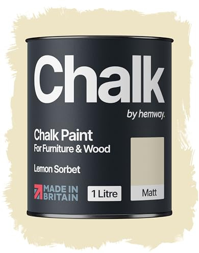 Hemway Chalk Paint Lemon Sorbet Yellow Furniture Paint 1L, Matt Finish Shabby Chic, Chalk Furniture & Walls, Quick Dry & 1 Coat