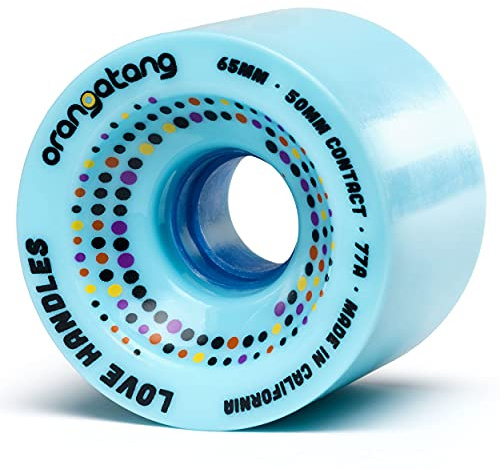 Orangatang Love Handles 65 mm 77a Cruising Longboard Skateboard Wheels (Blue, Set of 4)