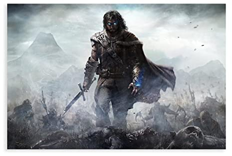 RIELLI Mittelerde Schatten von Mordor Game Leinwand Poster Wandkunst Dekor Druck Bild Gemälde für Wohnzimmer Schlafzimmer Dekoration Rahmen: 50 x 75 cm