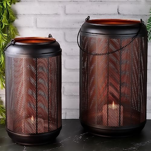 2er Set Marrakesch Gartenwindlicht Windlicht 37cm und 32cm | Windlichter für Draußen Valkea modern als Gartendeko