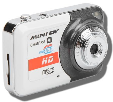 Mini Caméra DV HD, Petite Caméra Vidéo avec Détection de Mouvement et Mémoire 32 Go, Mini Enregistreur USB Porte-clés pour Webcam (Gris Argent)