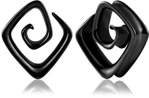 Vankula örontunnel 1 par sadel flesh pluggar spiral rostfritt stål för män kvinnor öronpiercing smycken 8 mm till 16 mm, 10mm(00G), Metall