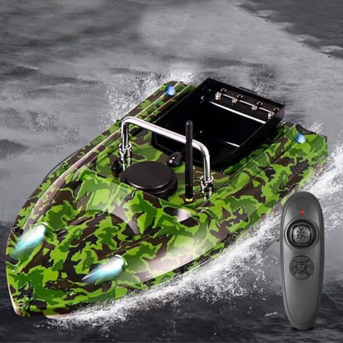 awolsrgiop 500M Futterboot, 1,5KG Beladung Fischköder Boot Köderboot Boot zum Angeln, ABS Futterboot Nachtangeln Fischköder Köderboot Bait Boat mit Fernbedienung