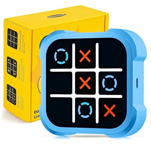 Tic Tac Toe Elektronisch, 4-In-1-Handkonsolen, Reisespiele Brettspiele, Gedächtnisspiele, Tragbare Spielkonsole für Kinder und Erwachsene, Weihnachts Geschenk für Kinder 6-12 Jahre (C)