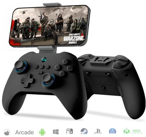 arVin Bluetooth Controller for iPhone/iOS/Android/Switch/PS4/PC, with Phone Holder/Hall Joystick/Turbo/Macro/6-Axis Gyro for iPhone 16/15/14/13/Galaxy S24/S23/S22/Call of Duty