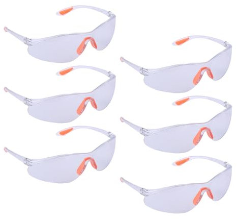 Lot de 6 Lunette de Protection Travail,Lunettes de Sécurité Transparentes,Protection Pour Enfants,Travail Sécurité Lunettes,Pour Lentilles Résistantes Aux Rayures
