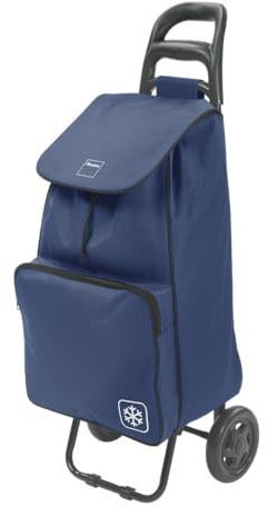 Metaltex Krokus Chariot de Courses 50 l avec Sac Isotherme, Sac Amovible, Bleu